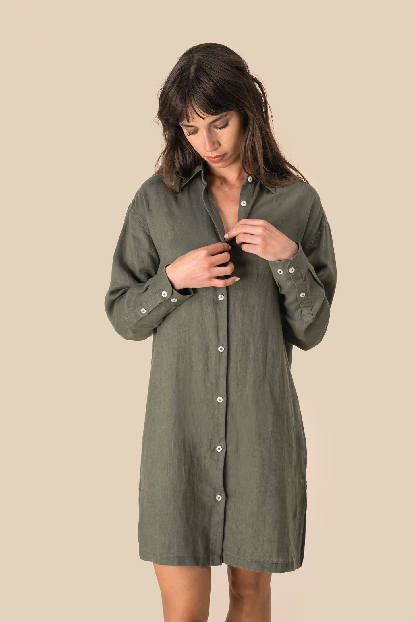 SP5008 - Vestito camicia donna in lino