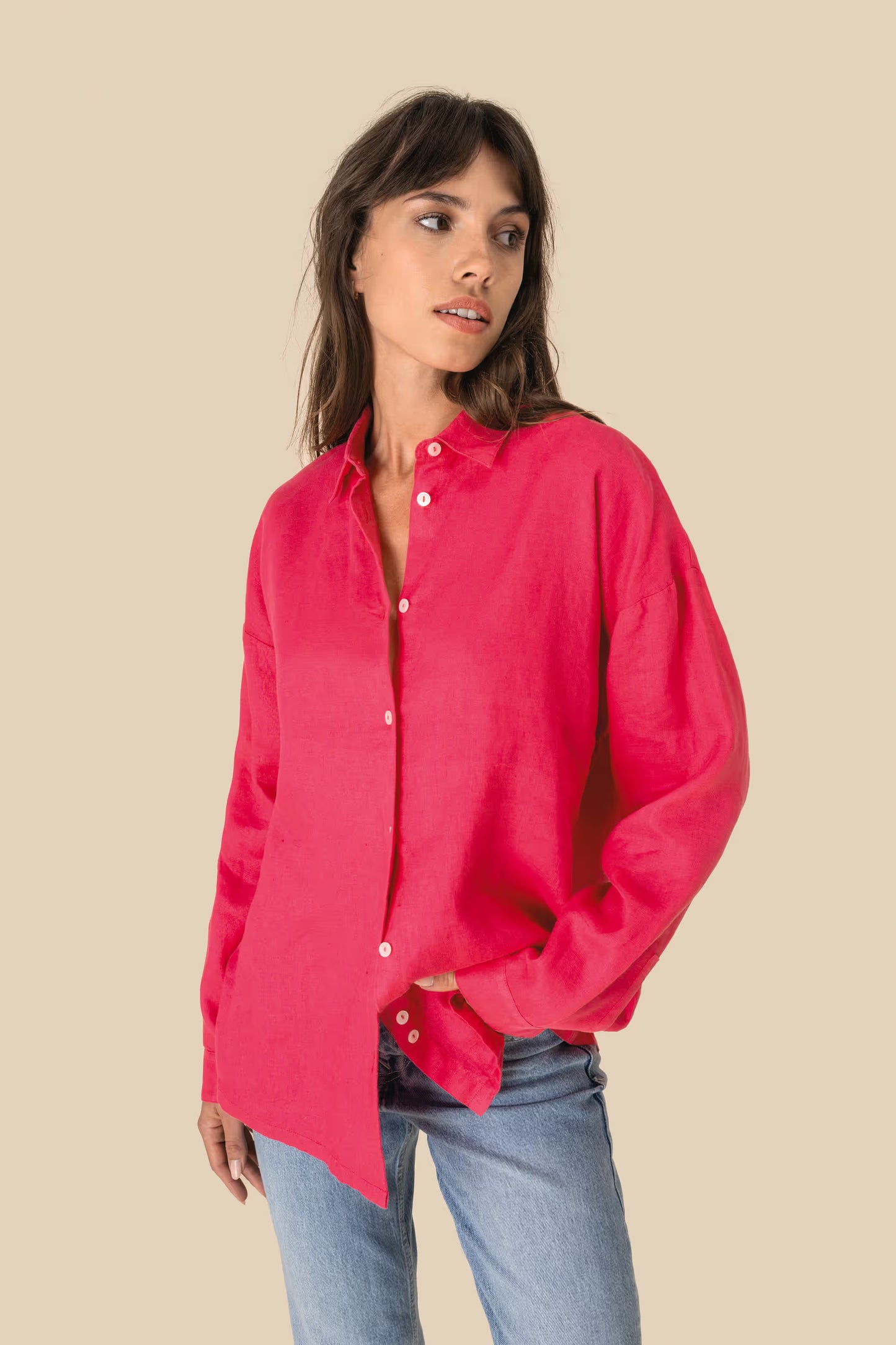 SP501 - Camicia donna in lino oversize