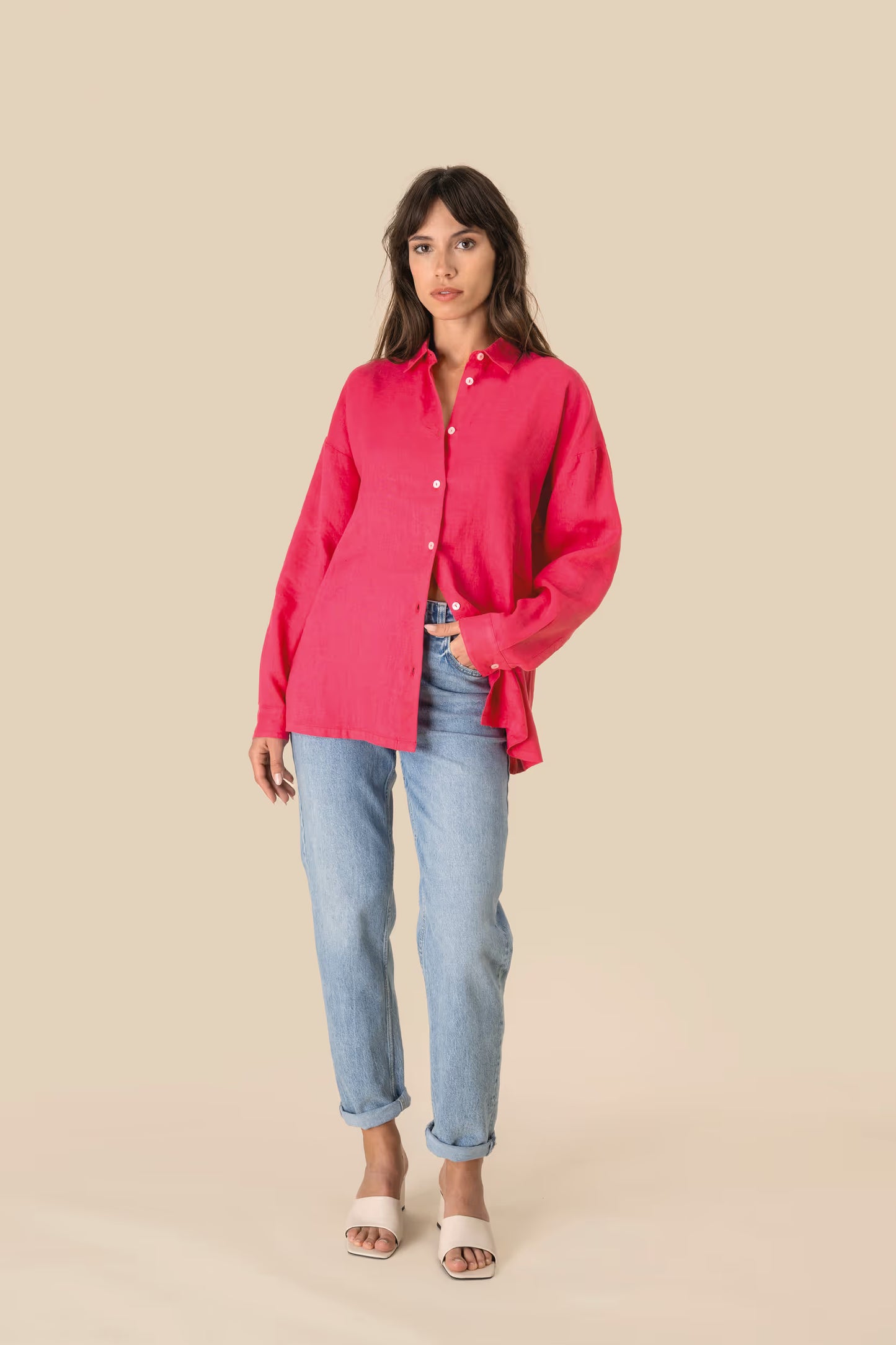 SP501 - Camicia donna in lino oversize